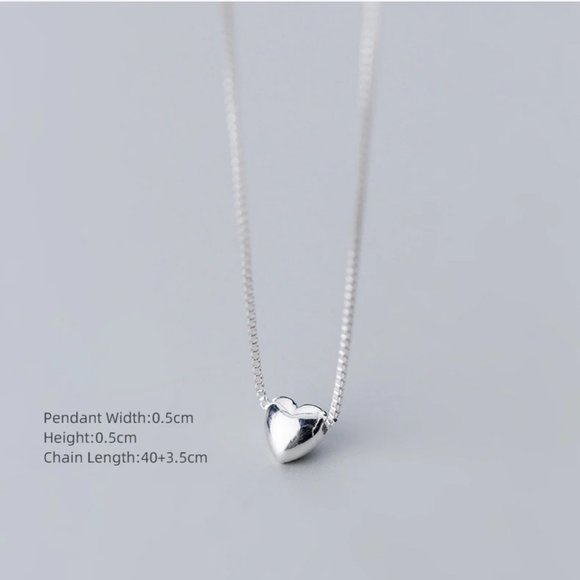 Dainty Romantic Heart Pendant Necklace Sterling Silver For Women - Picture 6 of 8